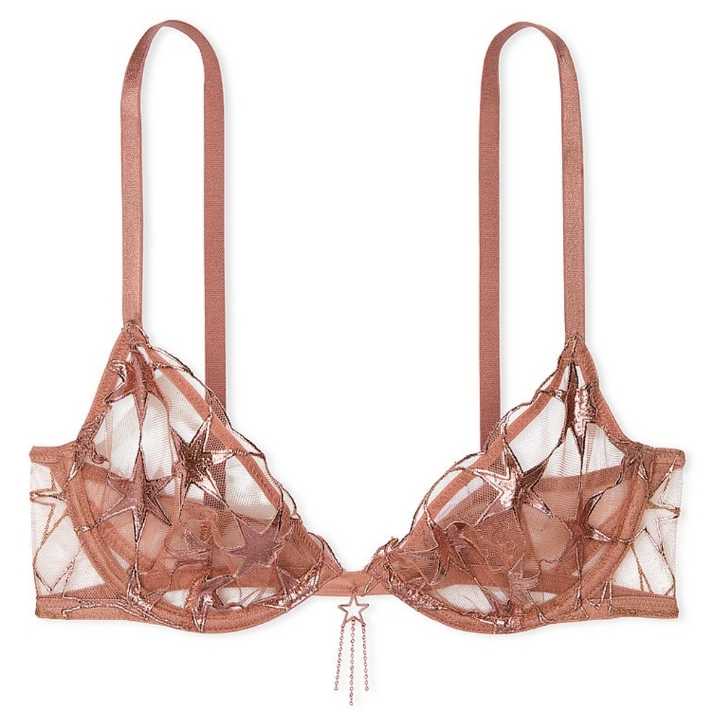 NWT Victoria's Secret Stardust Embroidery Unlined Low-Cut Demi Bra